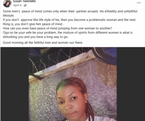 Nigerian couple’s Facebook posts on “peace of mind” resurface amid cheating allegations