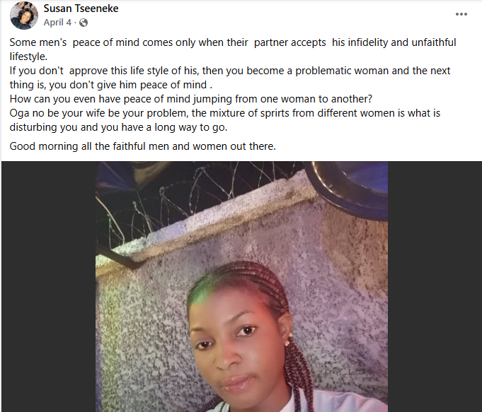 Nigerian couple’s Facebook posts on “peace of mind” resurface amid cheating allegations