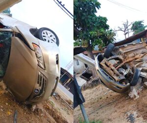 Man, friends escape unhurt as car somersaults at high speed