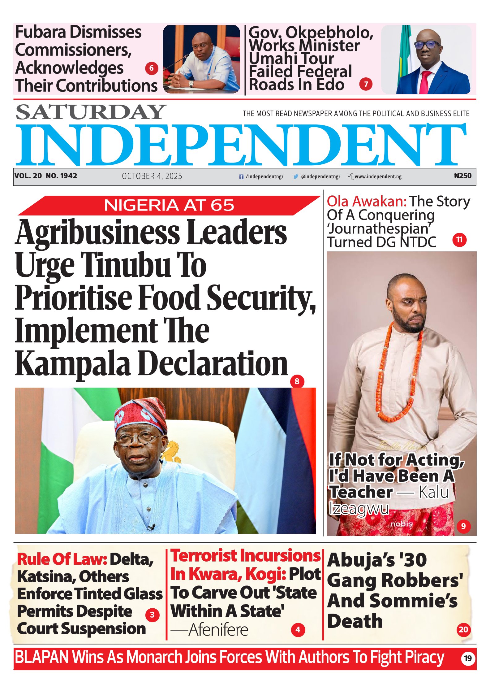 Top Stories For Today (04/10/25) – Independent Newspaper Nigeria