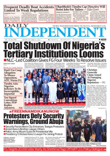 Nigerian Newspapers: Top Stories For Today (21/10/25)