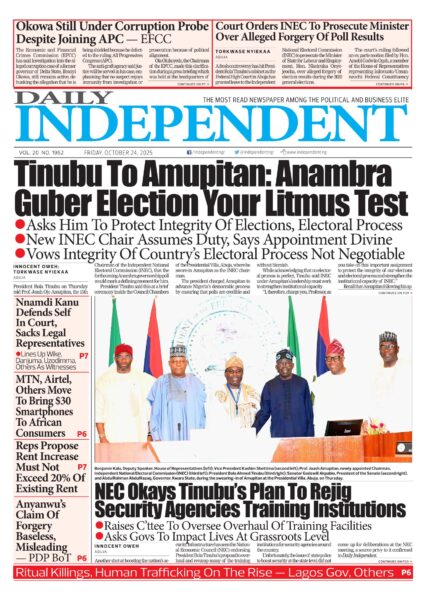 Nigerian Newspapers: Top Stories For Today (24/10/25)