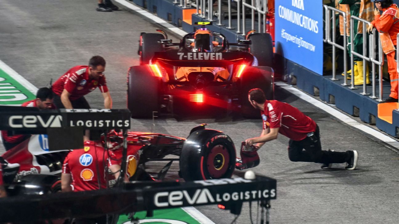 Singapore GP: Norris breaks frong wing in chaotic F1 practice