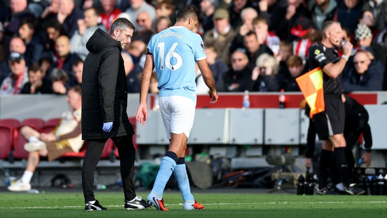 Brentford vs. Man City: Rodri’s injury woes continue with early exit