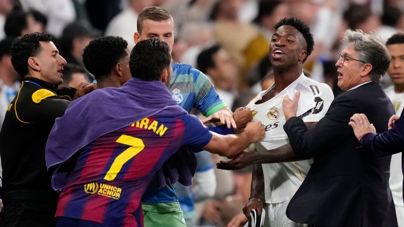 Real Madrid’s Lunin sent off, 5 booked in post-Clásico scuffle