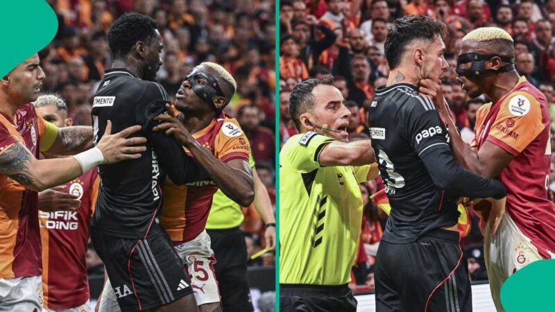 Victor Osimhen Gets Into Fight During Galatasaray vs Besiktas, Ndidi Reacts After, Video