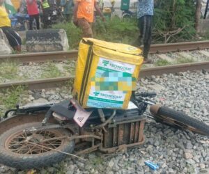 Train Crushes Dispatch Rider in Lagos
