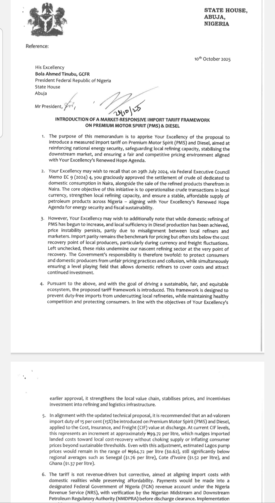 EXCLUSIVE: Tinubu Government Approves 15% Fuel Import Duty, Moves To Give Dangote Refinery Advantage Over Independent Marketers