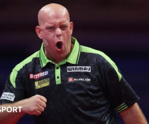 Michael van Gerwen survives scare to progress at European Championship