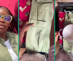 Youth Corps Member Goes Viral as She Uses Pot to Iron NYSC Outfit, Shows Full Process