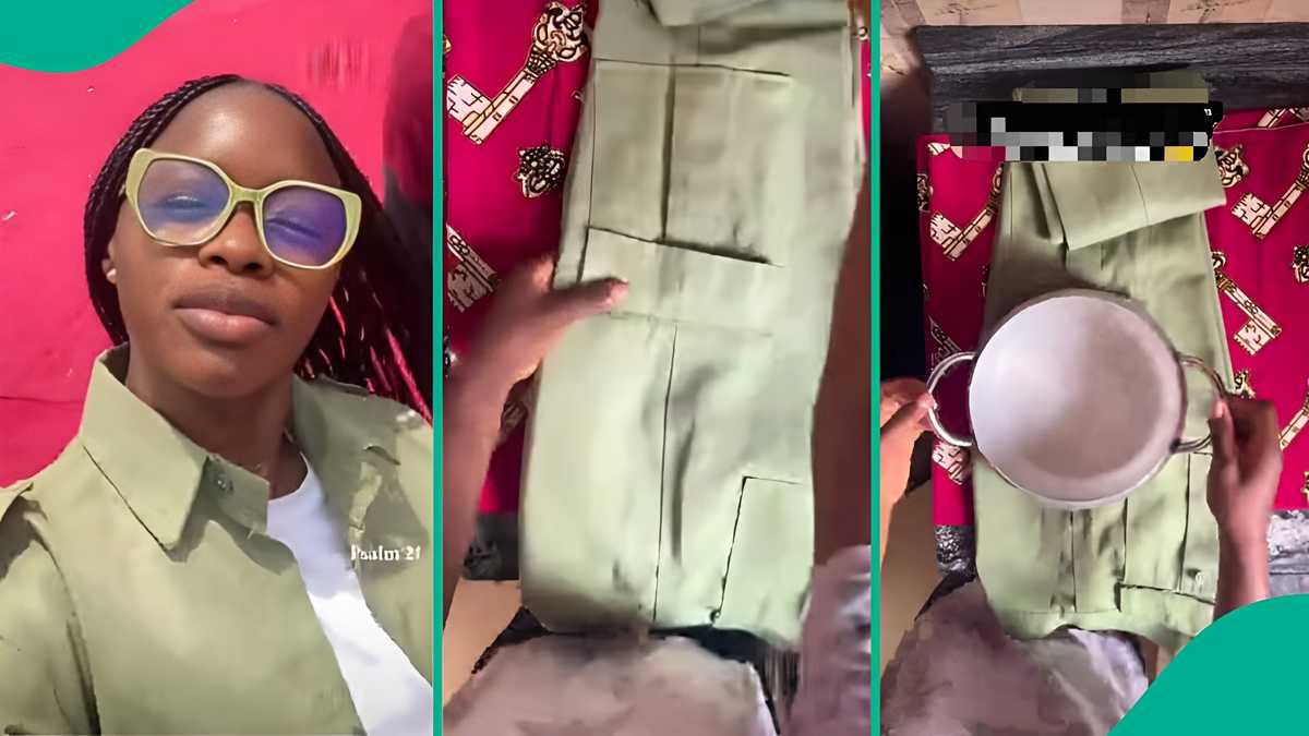 Youth Corps Member Goes Viral as She Uses Pot to Iron NYSC Outfit, Shows Full Process