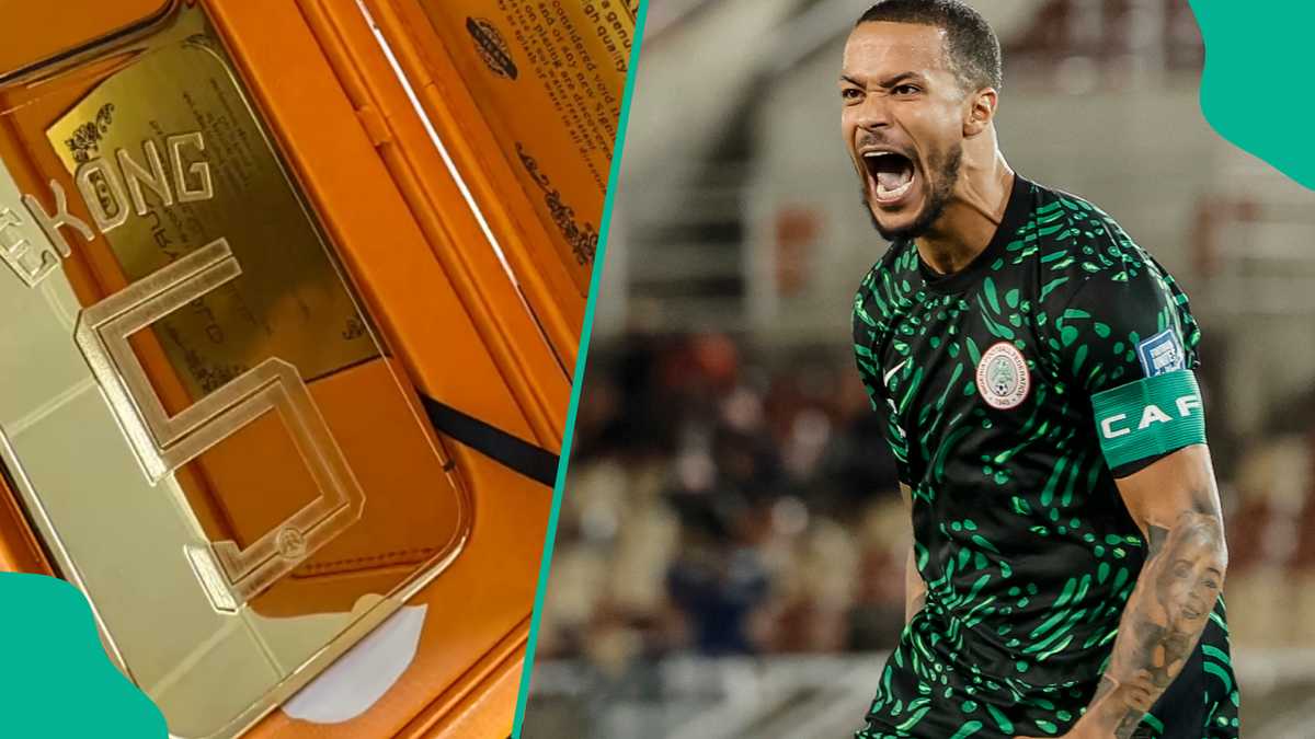 Ekong Flaunts Customised Gold-Plated iPhone 17 After Super Eagles Reach World Cup Playoff