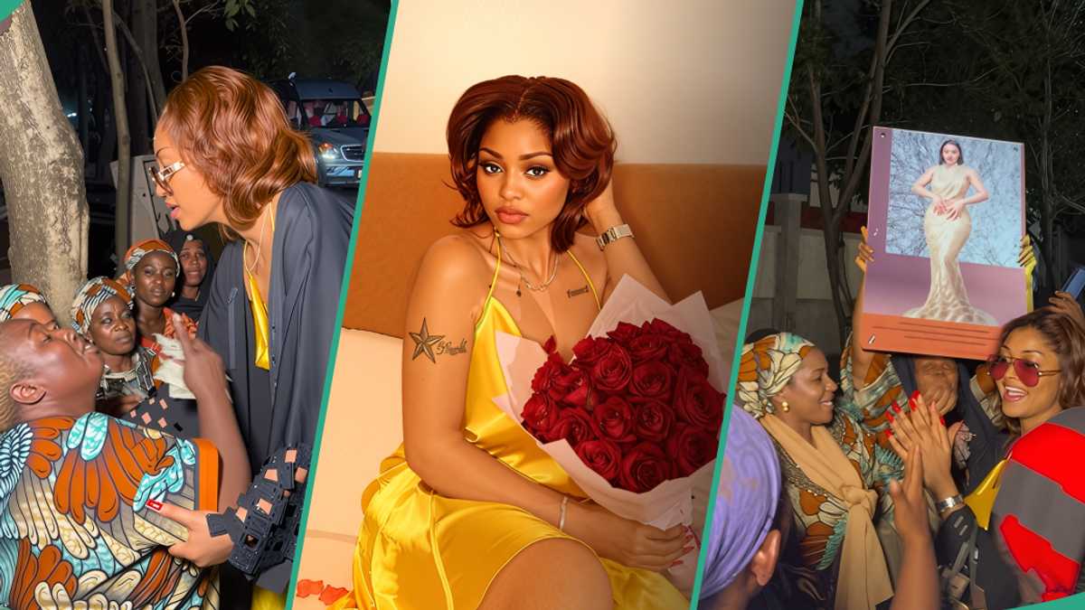 Regina Daniels: Video Trends As Mothers Gather to Pray for Actress; She Gives Out Dollars to Them