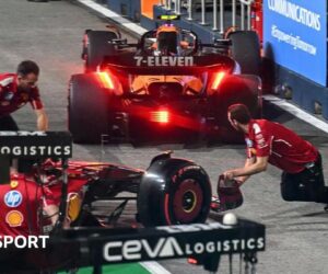 Singapore Grand Prix: Lando Norris and Charles Leclerc collide in pits as Oscar Piastri fastest in Friday practice