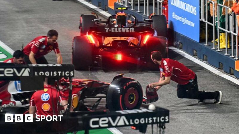 Singapore Grand Prix: Lando Norris and Charles Leclerc collide in pits as Oscar Piastri fastest in Friday practice