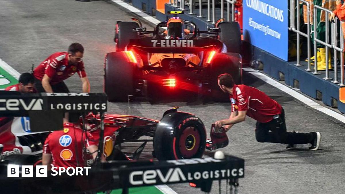 Singapore Grand Prix: Lando Norris and Charles Leclerc collide in pits as Oscar Piastri fastest in Friday practice