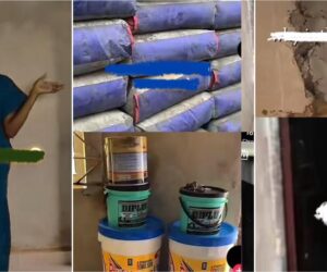 Lady rents apartment in Lagos, buys bag of cement, paints to renovate it