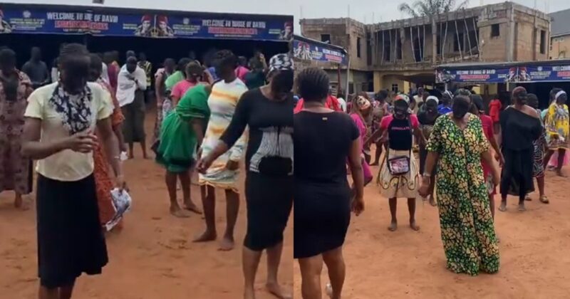 Church members darken their faces to ‘spiritually destroy’ shamǝ as instructed by their prophetess (WATCH)