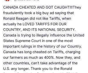 Trump ends trade negotiations with Canada over TV advert criticizing US tariffs