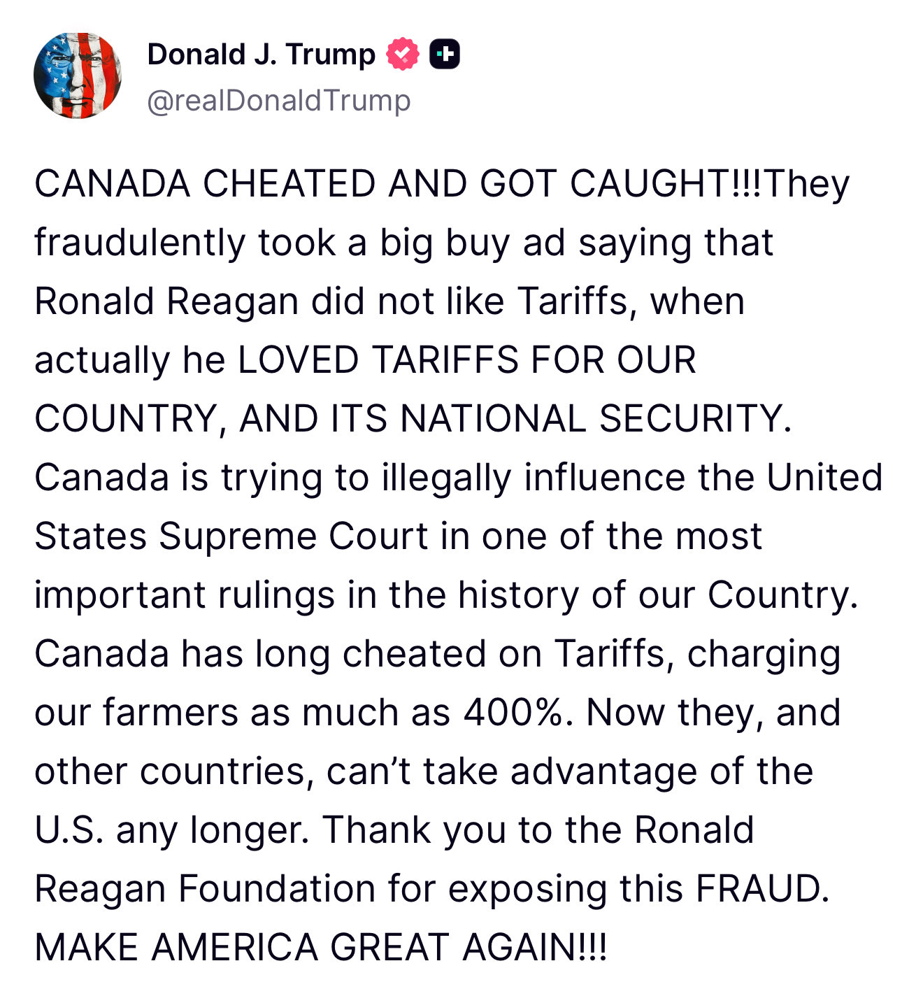 Trump ends trade negotiations with Canada over TV advert criticizing US tariffs