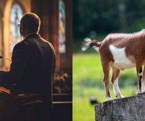 Pastor sparks reactions after burn!ng live goat during church service (WATCH)