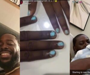 Adekunle Gold melts hearts as daughter Deja paints his nails in adorable video