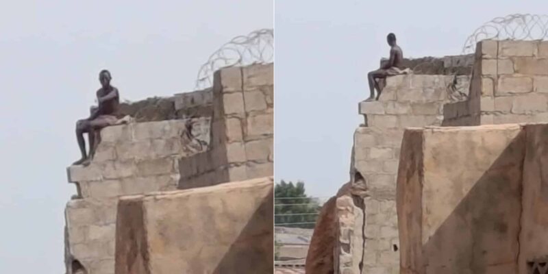 Drama as man climbs building to rant after his in-laws took his wife away