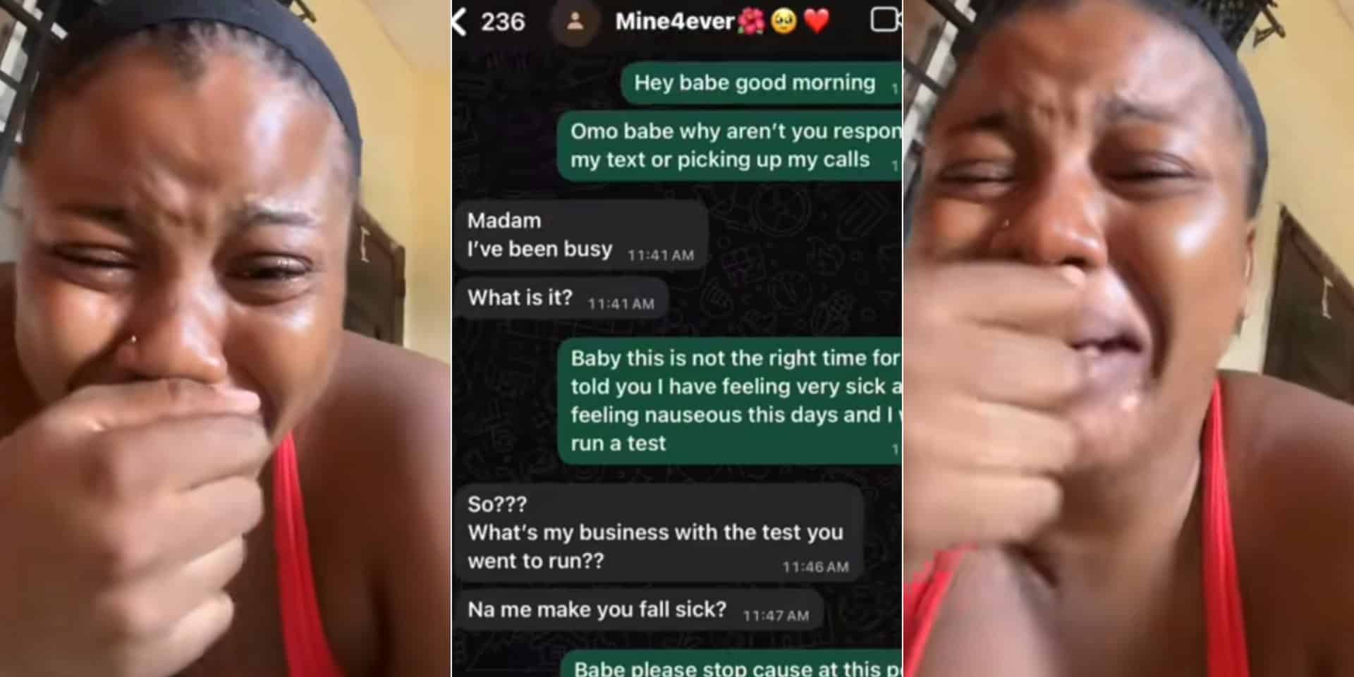 Lady in tears over boyfriend’s harsh remark following pregnancy news