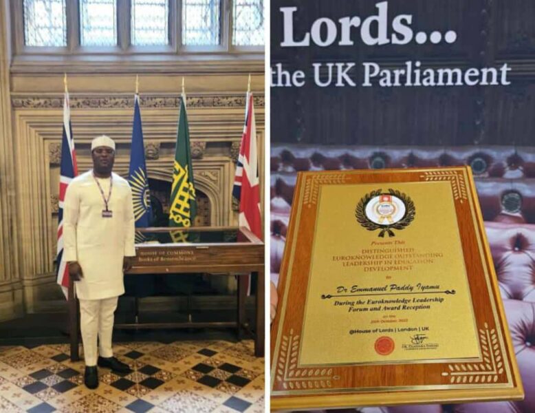 House Of Lords honours Iyamu With Euroknowledge Outstanding Leadership Award