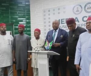 APC Chair Yilwatda, Enugu Governor Mbah Present As 6 Lawmakers Defect To APC In House Of Reps
