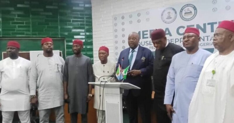 APC Chair Yilwatda, Enugu Governor Mbah Present As 6 Lawmakers Defect To APC In House Of Reps