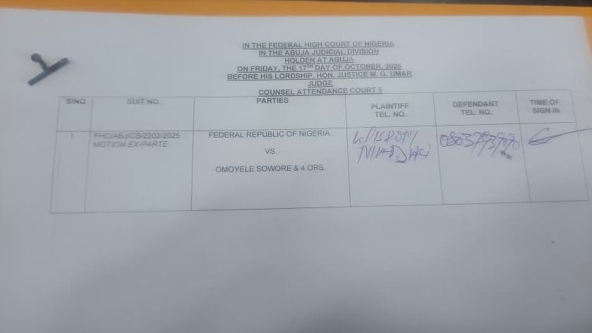 BREAKING: Tinubu Govt Files Suit To Stop Sowore, Others From Organising October 20 #FreeNnamdiKanuNow Protest