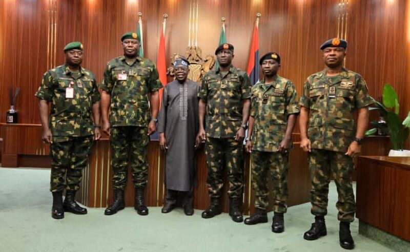 Tinubu meets new service chiefs in Aso Rock