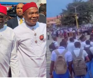 Students gather on main road to welcome Tinubu in Imo State