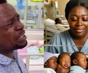 Man breaks down in tears as wife gives birth to 6 children at once