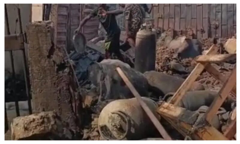 Gas explosion destroys several shops in Lagos