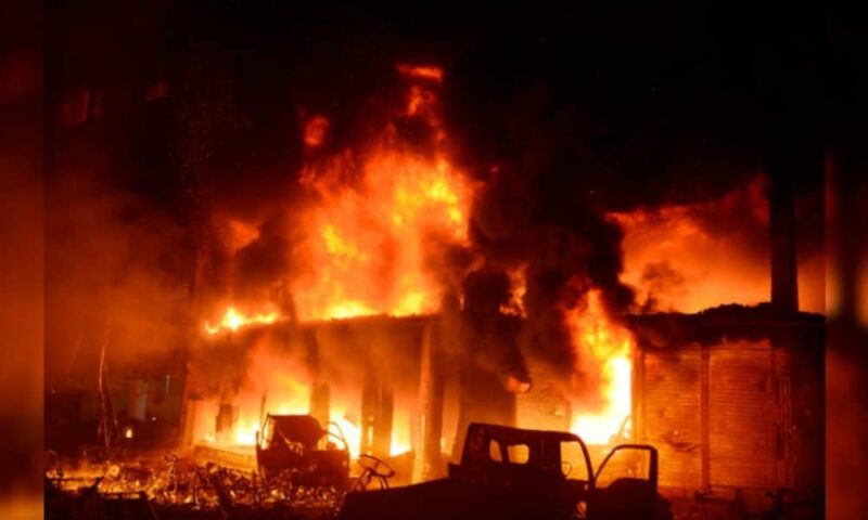 Breaking: Fire Guts Popular Alaba Market In Lagos