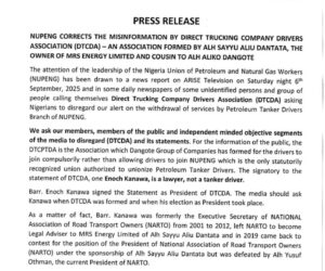 BREAKING: Dangote-Backed New Trucking Company Writes NUPENG, Says Drivers Reject Union Membership