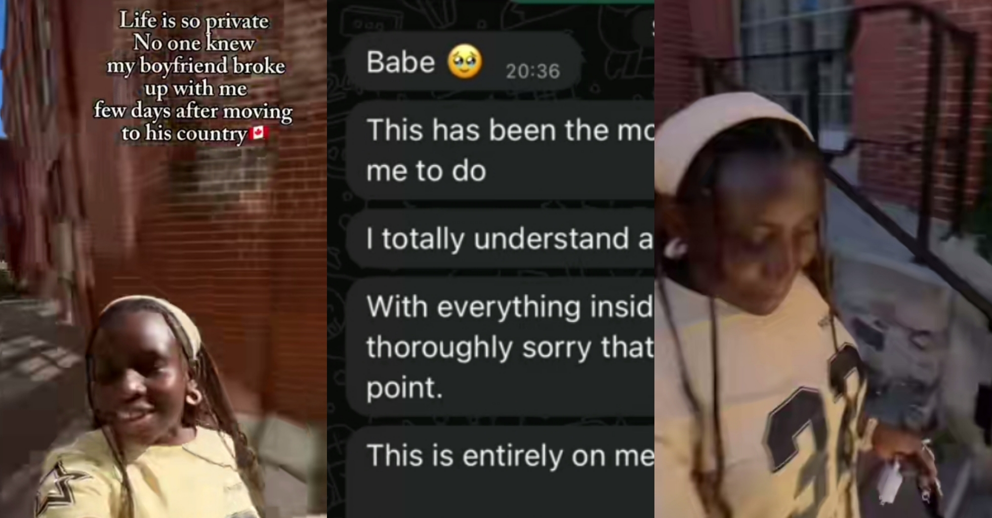 Lady dumped by boyfriend after arriving in Canada