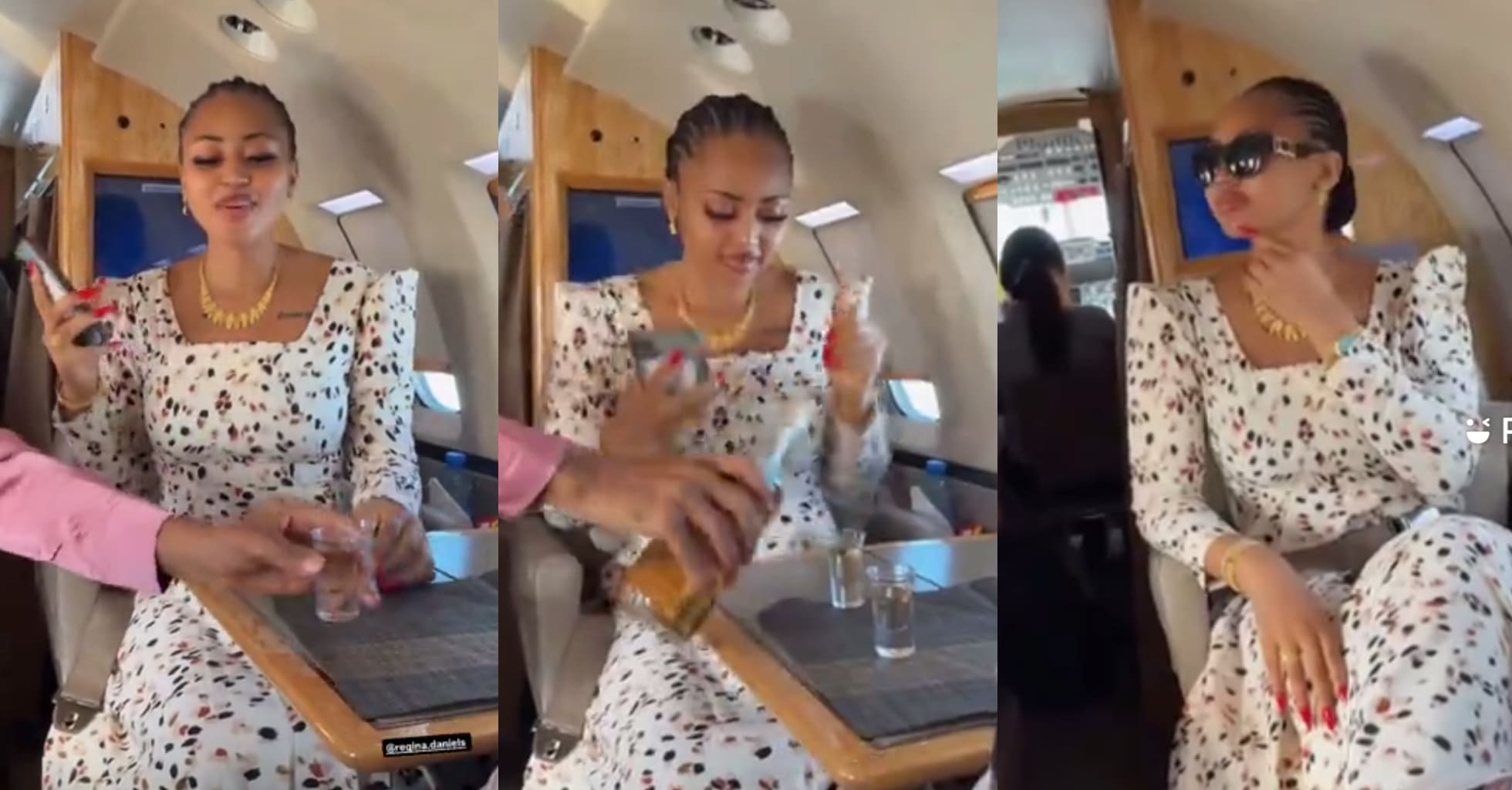 Regina Daniels spotted in private jet amid alleged marital crisis with Ned Nwoko