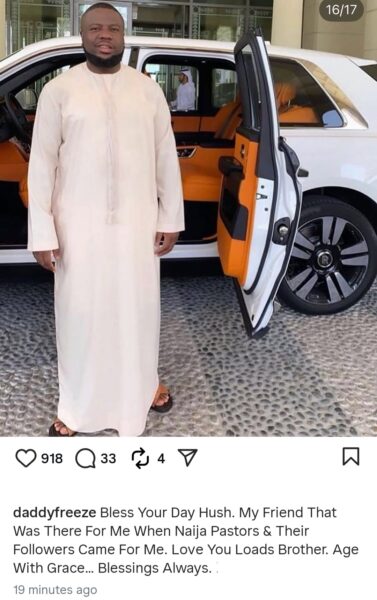 “My friend that was there for me when Naija pastors and their followers came for me” Daddy Freeze celebrates Hushpuppi