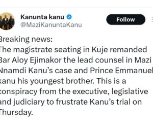 BREAKING: #FreeNnamdiKanuNow: Kuje Court Remands Nnamdi Kanu’s Lawyer, Brother For Participating In Peaceful Protest