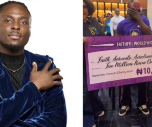 BBNaija’s Faith receives ₦10M cheque gift from his fans