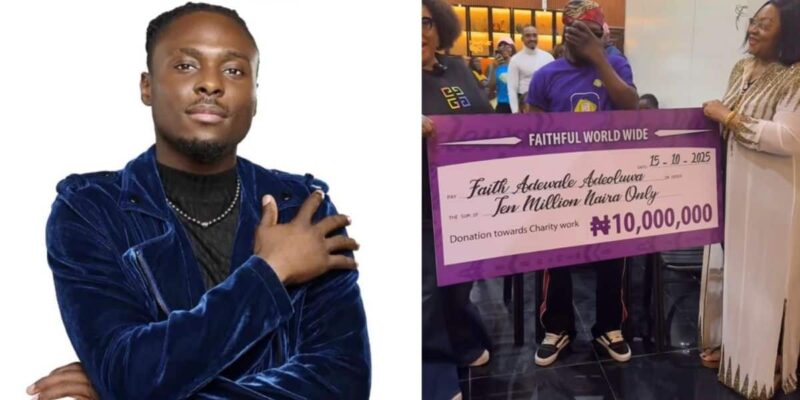 BBNaija’s Faith receives ₦10M cheque gift from his fans