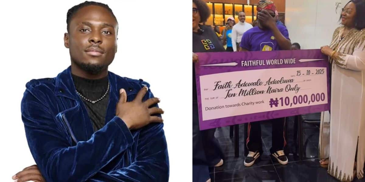BBNaija’s Faith receives ₦10M cheque gift from his fans