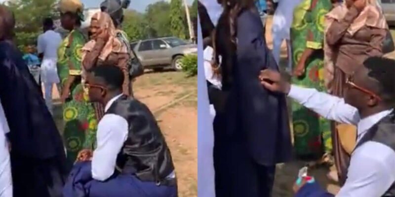 Heartbroken man left kneeling as girlfriend refuses to turn back during proposal