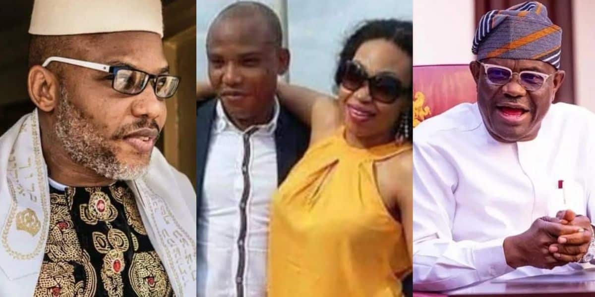 Nnamdi Kanu’s wife reacts to Wike’s willingness to testify in court