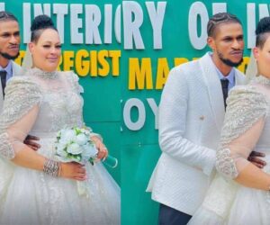 “He’s not going anywhere” – American woman celebrate 2 months wedding with her Nigerian husband