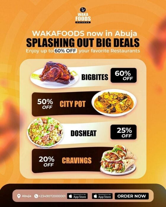 Wakafoods Hits Abuja With A Splash! Save Up To 60% Off Your Favourite Restaurants — At Zero Delivery Cost!