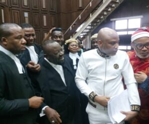 Kanu, legal team hold private meeting in courtroom ahead of defence opening